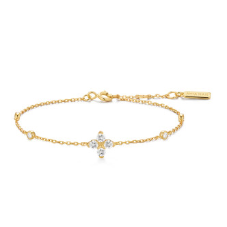Gold Tone Sparkling Lucky Clover Bracelet