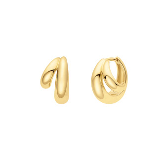 Gold Tone Dome Huggie Hoop Earrings