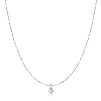 Silver Classic Bezel Set Solitaire Necklace