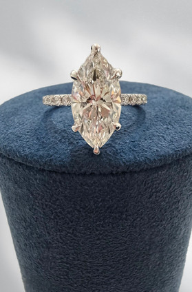 3.44cttw Lab Grown Marquise Engagement Ring-14KW
