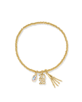 2026 Graduation Stretch Bracelet Gold Tone w/Dichoric Glass
