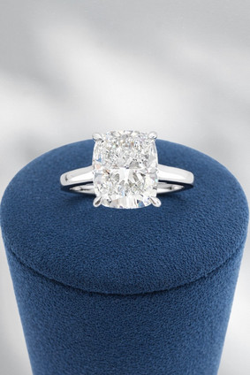3.02cttw Lab Grown Elongated Cushion Engagement Ring-14KW