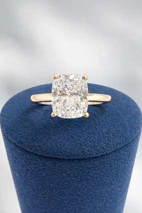 3.15cttw Lab Grown Elongated Cushion Engagement Ring-14KY