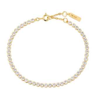 Gold Tone Sterling Silver Row Bezel Set Bracelet