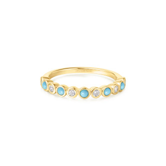 Gold Tone Sterling Silver Bezel Lab Created Turquoise Ring