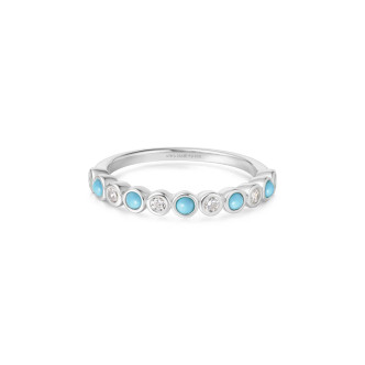 Sterling Silver Bezel Lab Created Turquoise Ring