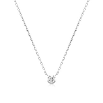 Sterling Silver Round Solitaire CZ Necklace