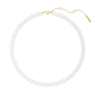 Gold Tone Sterling Silver Classic Shell Pearl Beaded Necklace