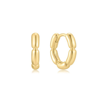 Gold Segmented Puffy Huggie Hoop Earrings