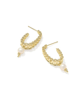 Gabriella Pearl Hoop Earring Gold Fershwater Cultured Pearl