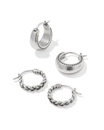 Gabriella Set Huggie Earring Vintage Silver Metal