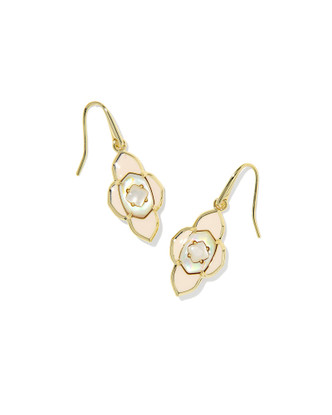 Abbie Medallion Small Drop Earring Gold Neutral Mix