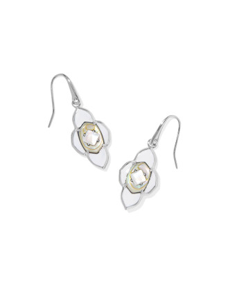 Abbie Medallion Drop Earring Rhodium White Mix