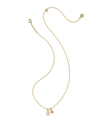 Mini Elisa Dira Necklace Gold Light Pink Lab Opal