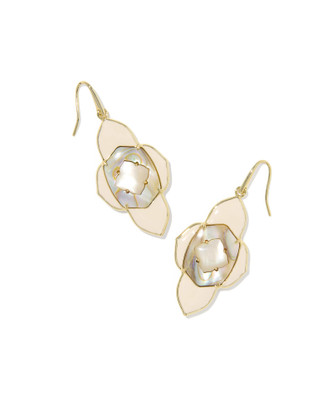 Abbie Medallion Drop Earring Gold Pink Mix