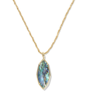 Ophelia Large Long Pendant Gold Abalone Shell