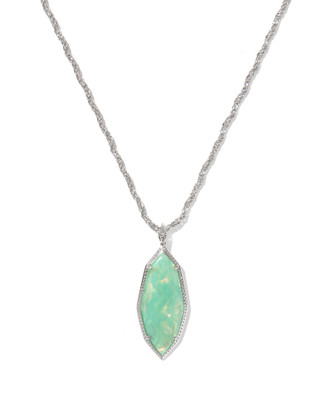 Ophelia Large Long Pendant Rhodium Mint Iridescent Abalone