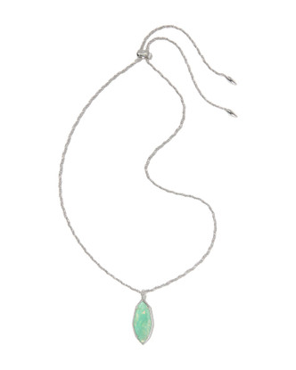 Ophelia Large Long Pendant Rhodium Mint Iridescent Abalone