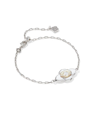Abbie Medallion Delicate Chain Bracelet Rhodium White Mix