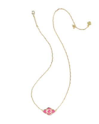 Abbie Medallion Pendant Necklace Gold Hot Pink Mix