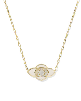 Abbie Medallion Pendant Necklace Gold Neutral Mix