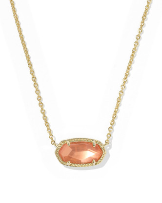 Elisa Necklace Gold Burnt Orange Mother of Pearl
