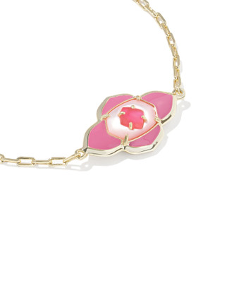 Abbie Medallion Delicate Chain Bracelet Gold Hot Pink Mix