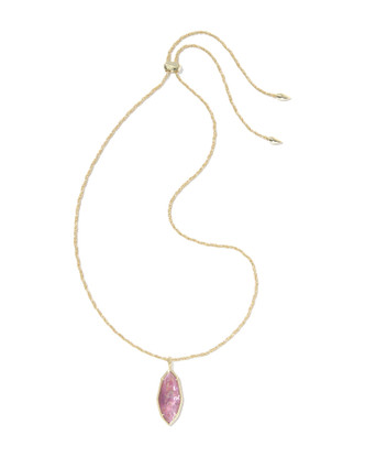Ophelia Large Long Pendant Gold Light Mauve Illusion