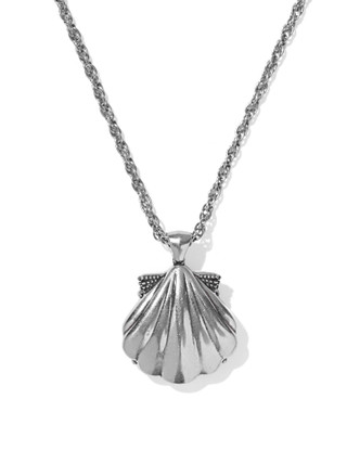 Lucia Shell Pendant Necklace Vintage Silver Neutral Scallop