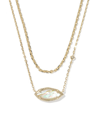 Ophelia Multi Strand Necklace Gold Iridescent Abalone
