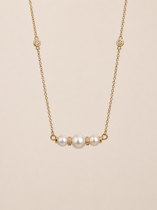 Pearl and Diamond Necklace-14KY