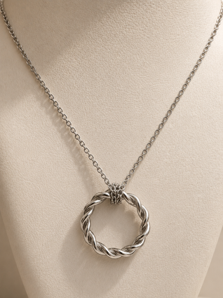 Rope Circle Necklace- Sterling Silver 
