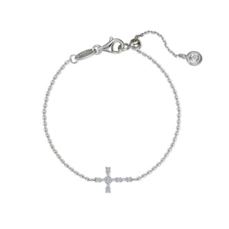 0.16cttw Minimalist Dainty Baguette Cross Bracelet