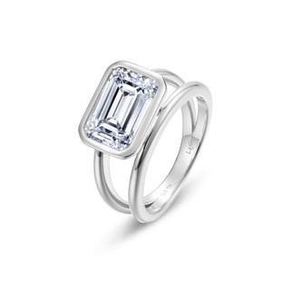 3.20cttw The Floating Emerald Bezel Split-Shank Ring Size 7