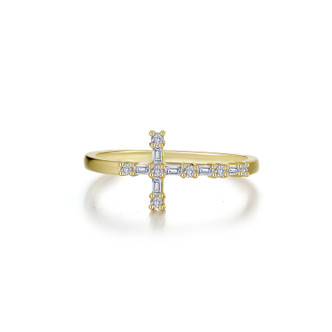 0.19cttw Minimalist Dainty Baguette Cross Ring Size 7