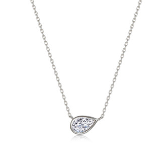 0.81cttw East-West Bezel-Set Pear Shape Solitaire Necklace