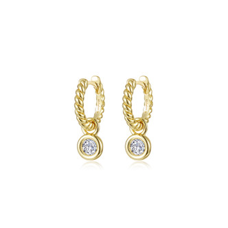 0.50cttw Two-In-One Bezel Charm Cable Huggie