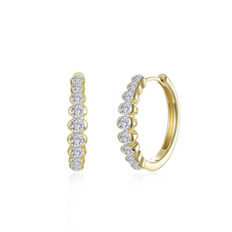 0.86cttw Half Bezel Graduated Med Hoops Earrings