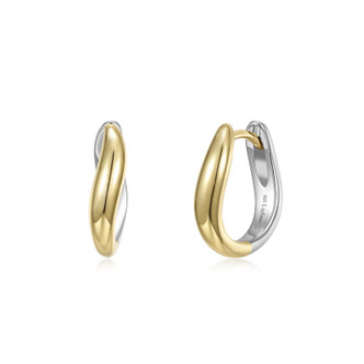 Two-Tone High-Polished Wave Reversible Hoop