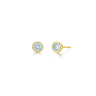 March Birthstone Bezel Stud Earrings