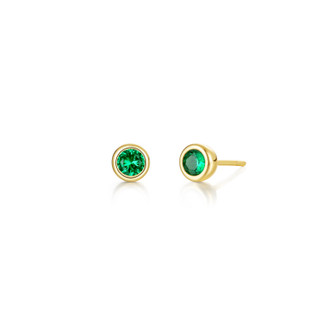 May Birthstone Bezel Stud Earrings