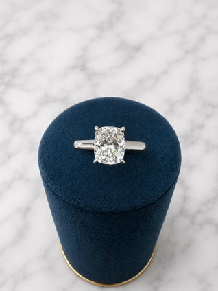 2.04cttw Lab Grown Elongated Cushion Solitaire Engagement Ring-14KW