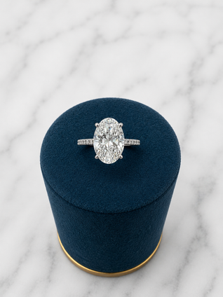 3.29cttw Lab Grown Oval Engagement Ring-14KW