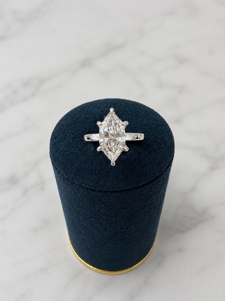 3.13cttw  Lab Grown Dutch Marquise Engagement Ring-14KW
