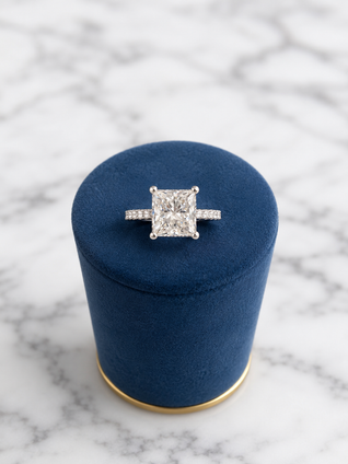 3.40cttw Princess Cut Engagement Ring-14KW