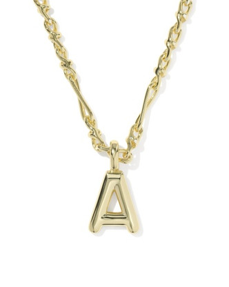 Bubble Letter A Short Pendant Necklace