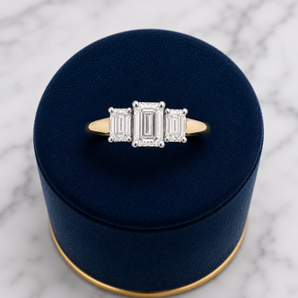 1.00cttw Emerald Cut Three Stone Engagement Ring-14KY