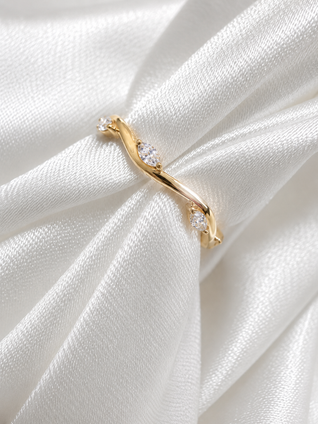 .13cttw Lab Grown Nature Inspired Wedding Band-14KY