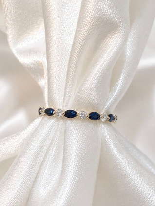 Sapphire and Diamond Band-14KY