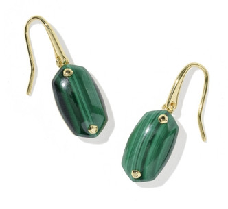 Lee Riveted Drop Earring Gold Tone/Green Malachite